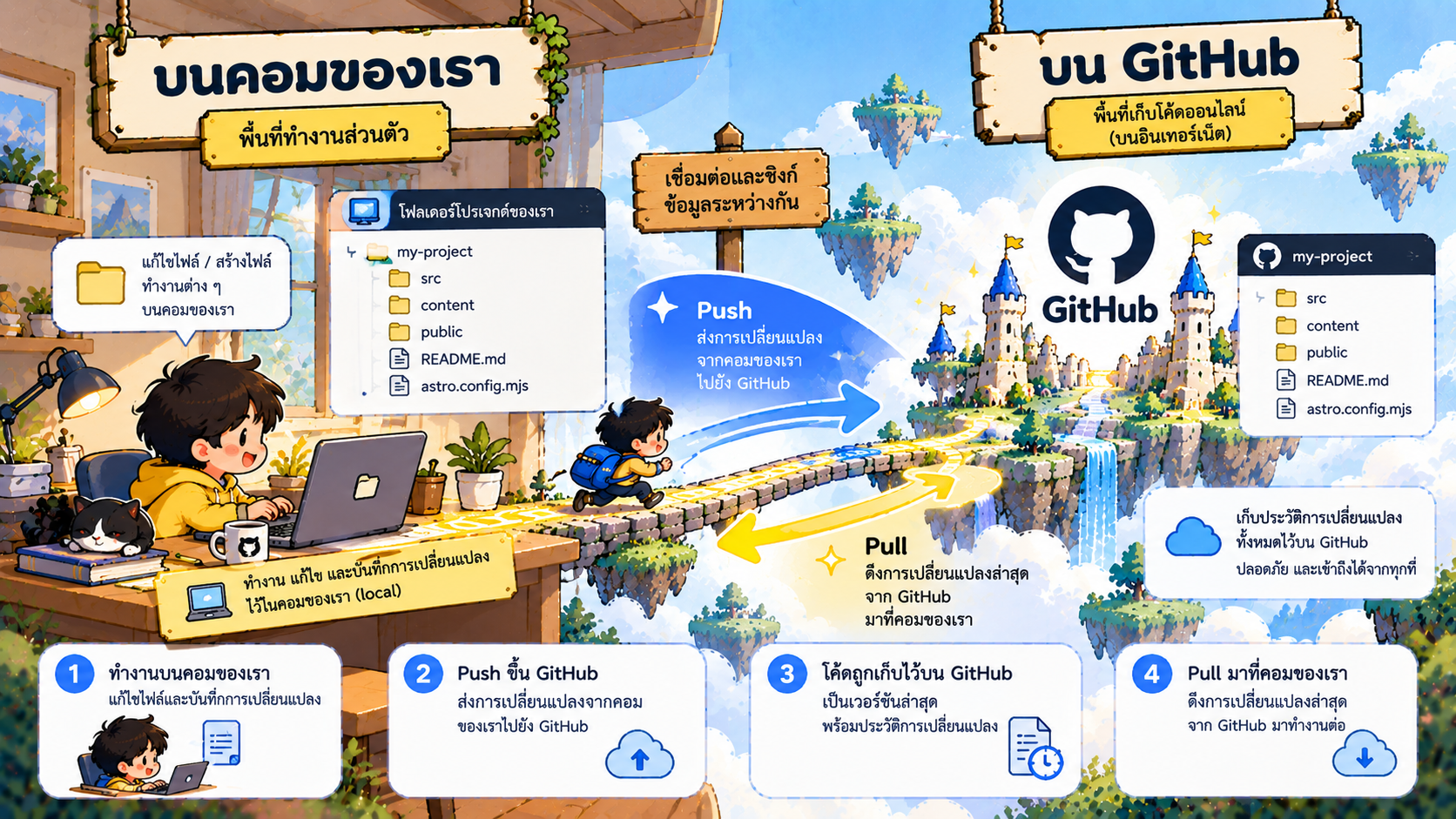 สรุปการ Clone, Pull, Push